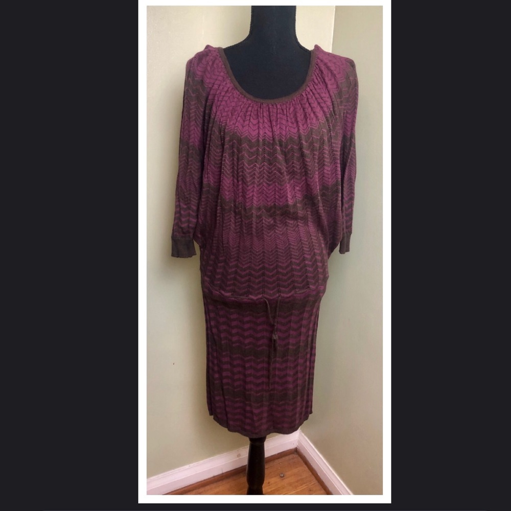 Dolman sleeves striped knit dress